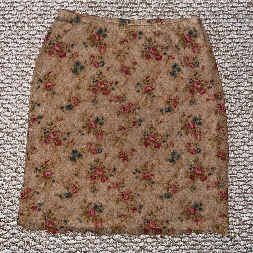 Y2K Wet Seal Tan and Floral Skirt
